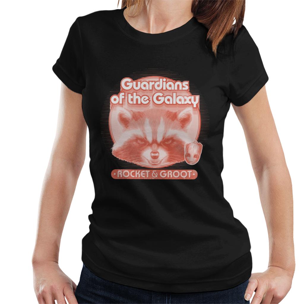 Marvel Guardians Of The Galaxy Rocket And Groot Retro Women's T-Shirt-ALL + EVERY