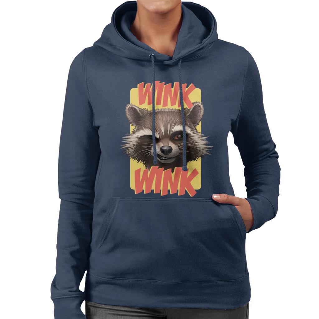 Marvel Guardians Of The Galaxy Rocket Wink Wink Women's Hooded Sweatshirt-ALL + EVERY