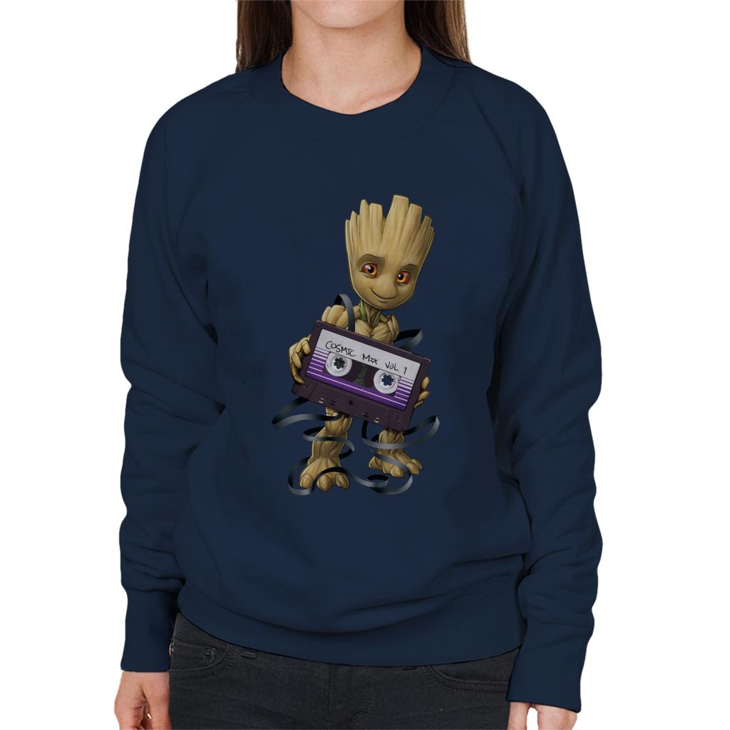 Marvel Guardians Of The Galaxy Groot Wrapped In Cassette Tape Women's Sweatshirt-ALL + EVERY