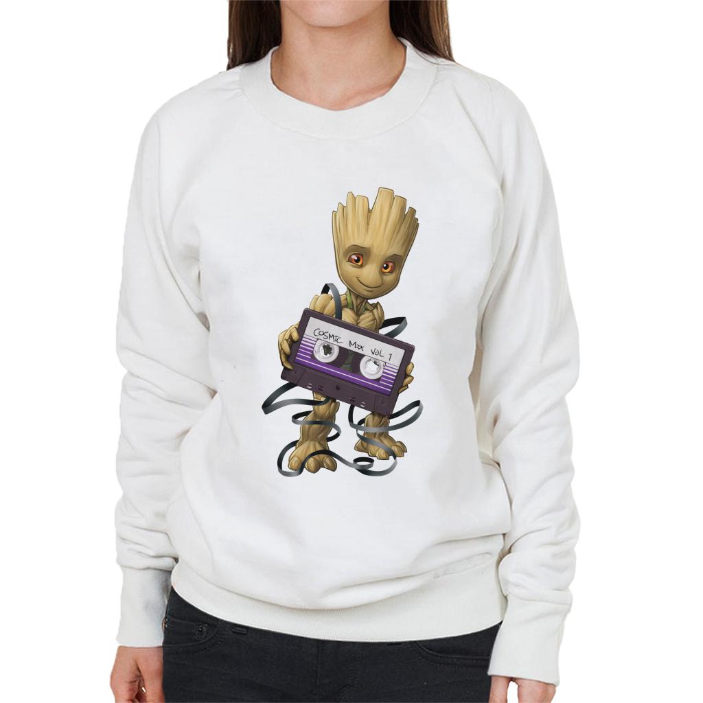 Marvel Guardians Of The Galaxy Groot Wrapped In Cassette Tape Women's Sweatshirt-ALL + EVERY