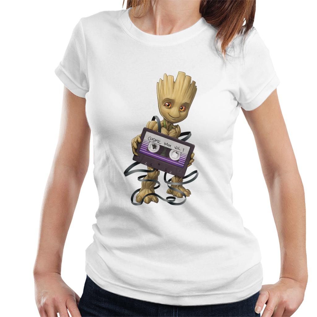 Marvel Guardians Of The Galaxy Groot Wrapped In Cassette Tape Women's T-Shirt-ALL + EVERY