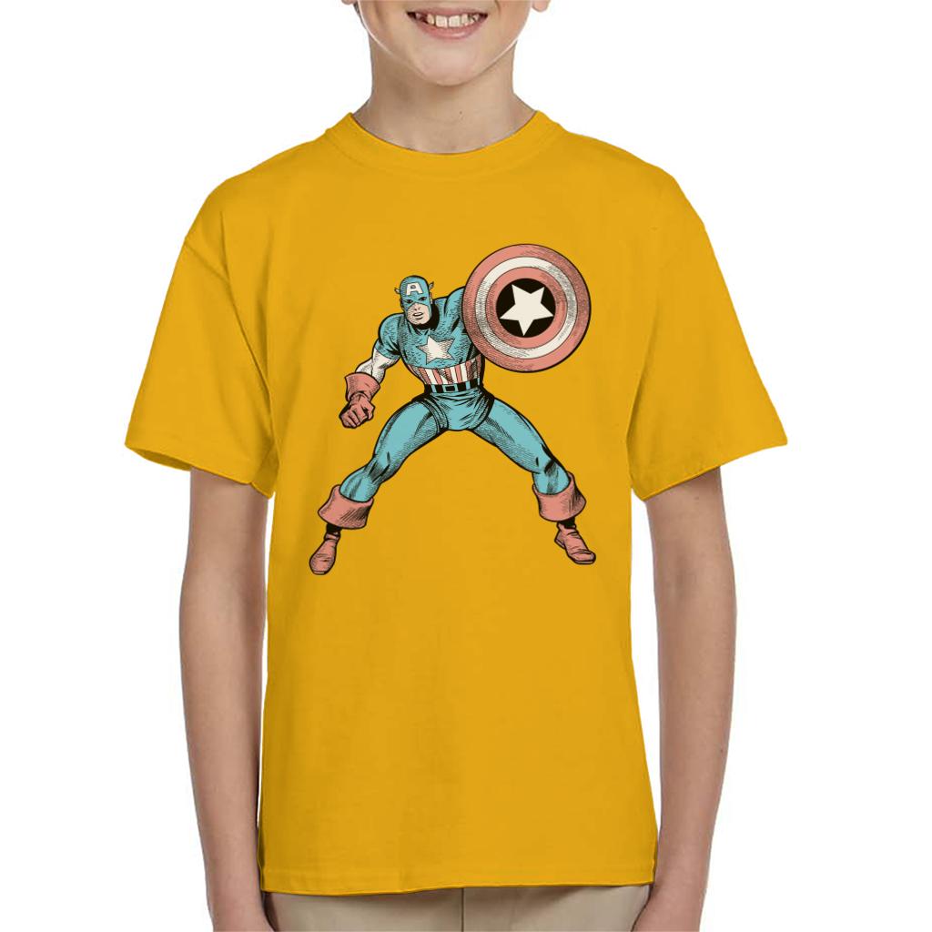 Marvel Comic Captain America Shield Pose Kid's T-Shirt-ALL + EVERY