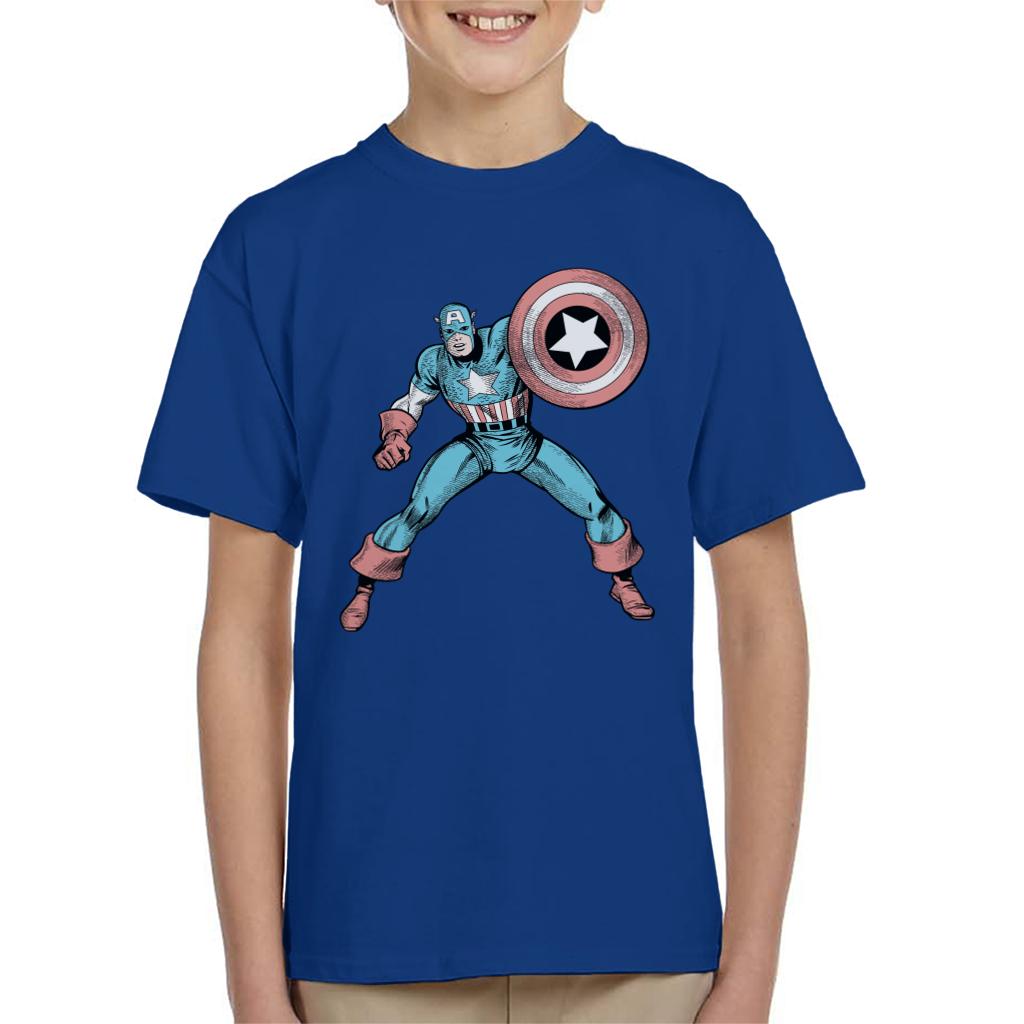 Marvel Comic Captain America Shield Pose Kid's T-Shirt-ALL + EVERY
