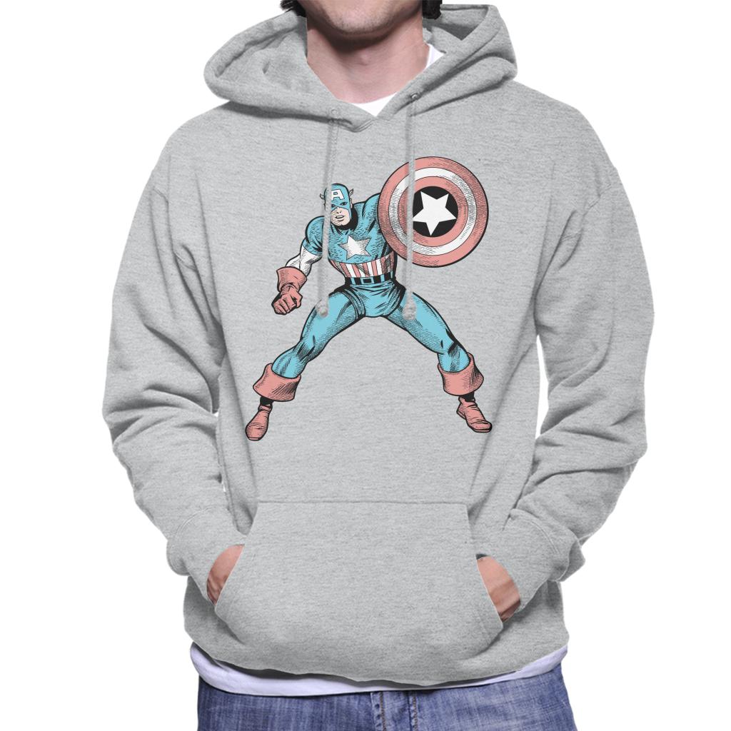 Marvel Comic Captain America Shield Pose Men's Hooded Sweatshirt-ALL + EVERY