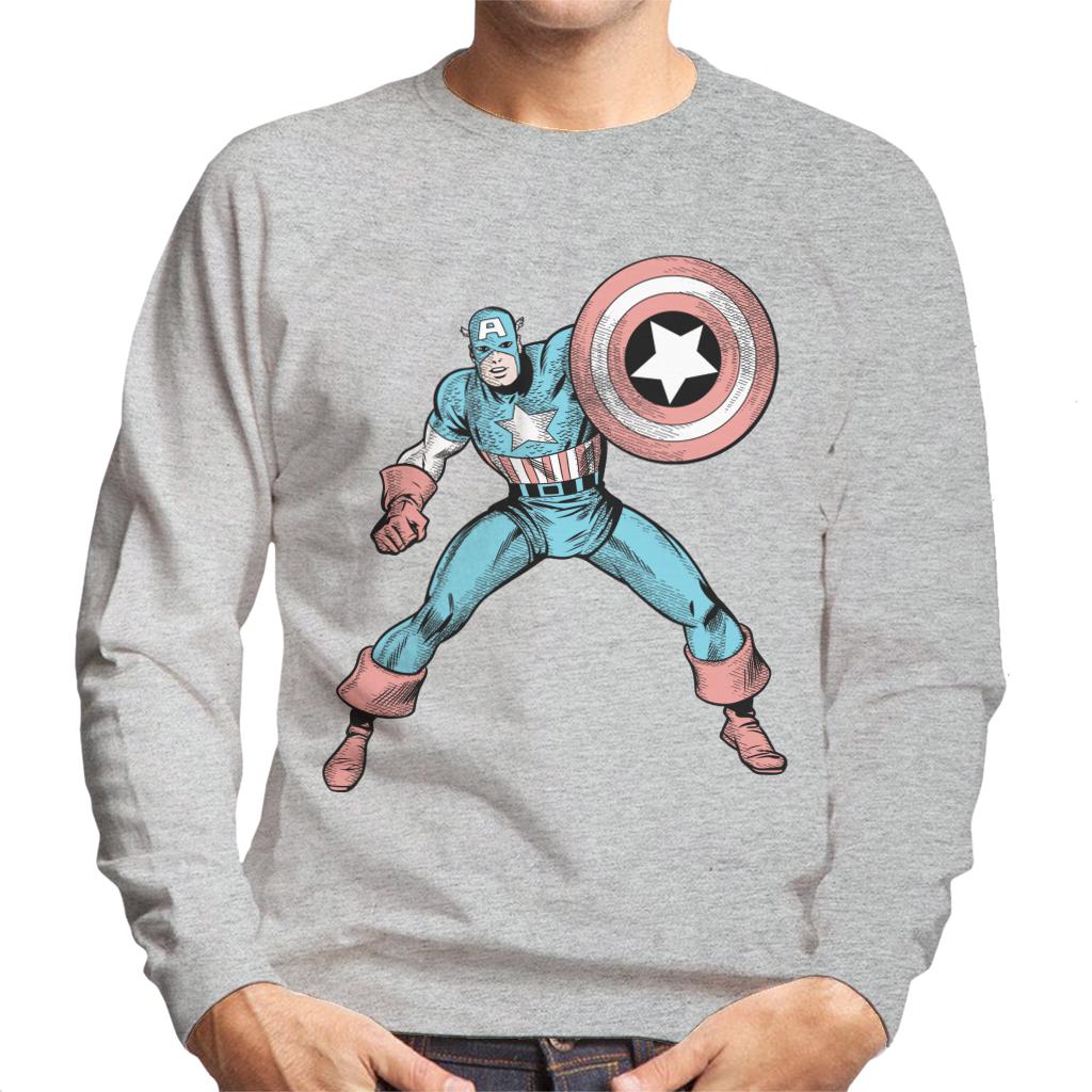 Marvel Comic Captain America Shield Pose Men's Sweatshirt-ALL + EVERY