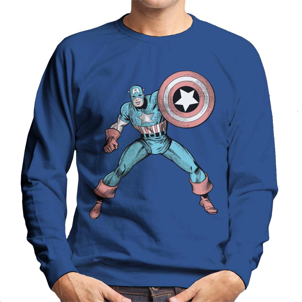 Marvel Comic Captain America Shield Pose Men's Sweatshirt-ALL + EVERY