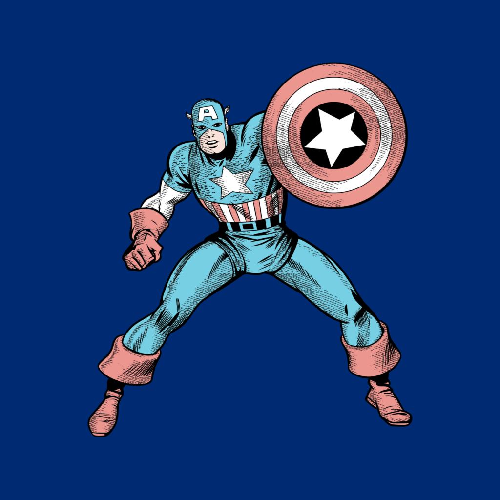 Marvel Comic Captain America Shield Pose Men's T-Shirt-ALL + EVERY