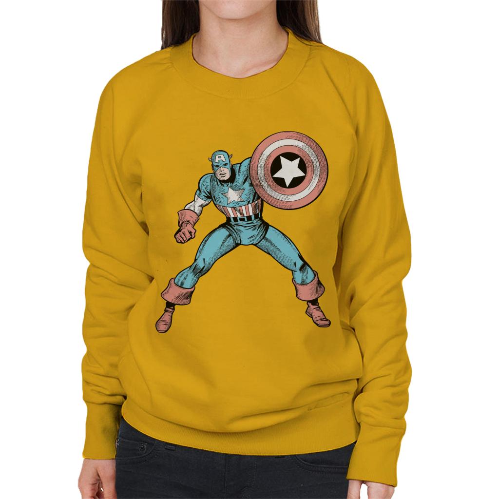 Marvel Comic Captain America Shield Pose Women's Sweatshirt-ALL + EVERY