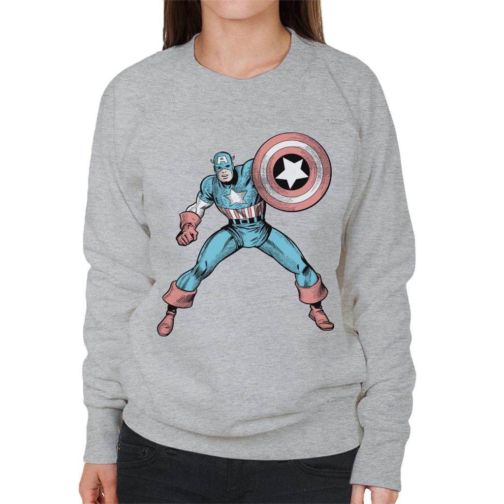 Marvel Comic Captain America Shield Pose Women's Sweatshirt-ALL + EVERY