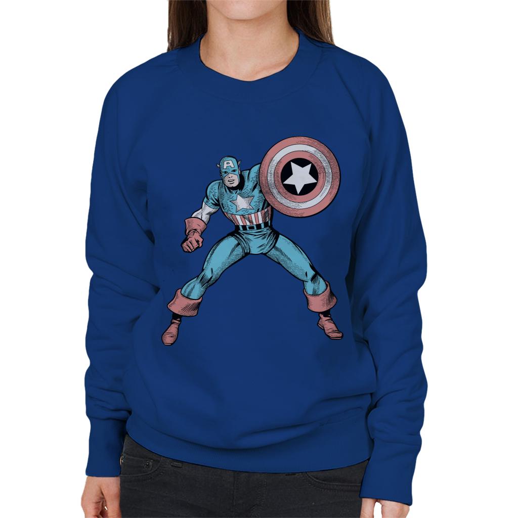 Marvel Comic Captain America Shield Pose Women's Sweatshirt-ALL + EVERY