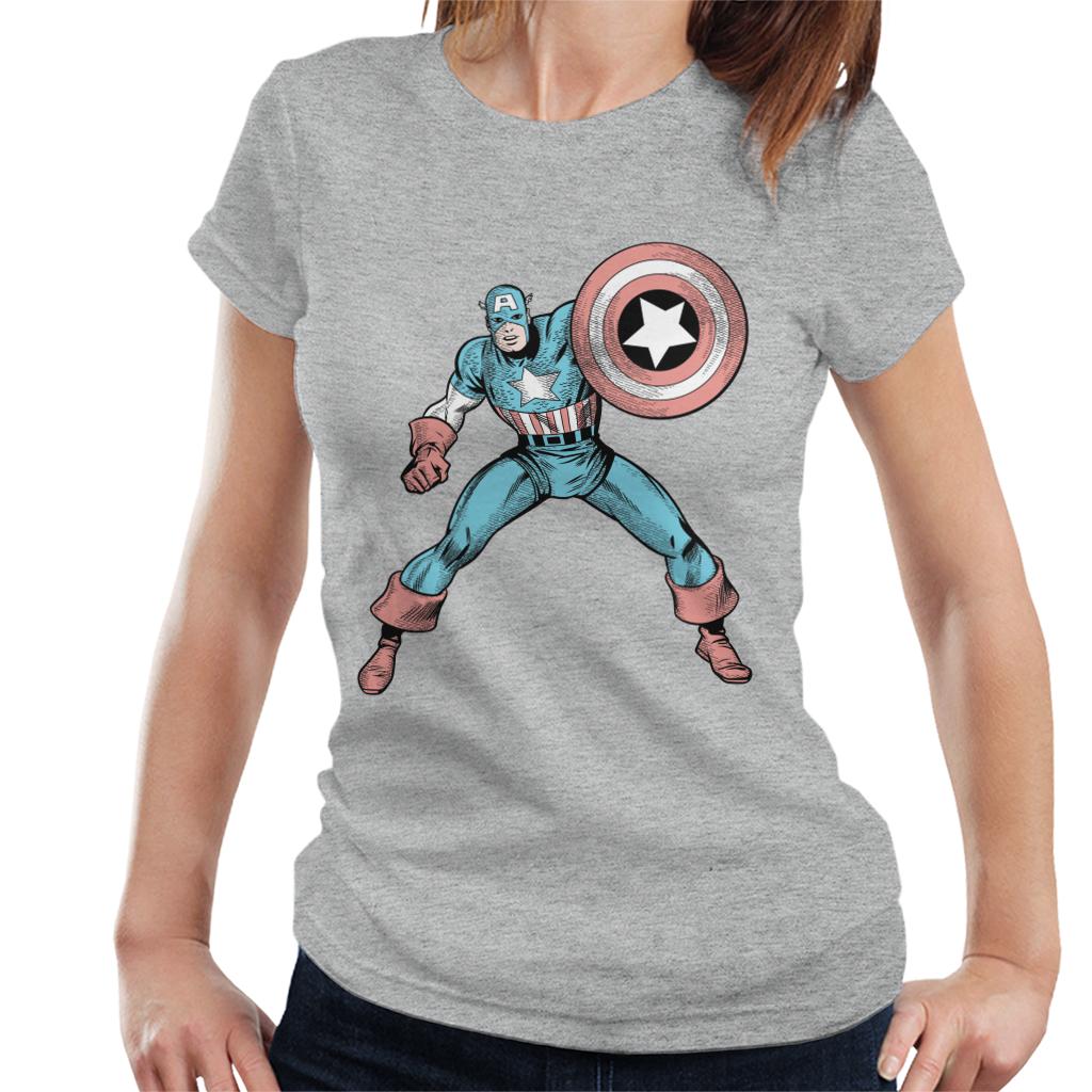 Marvel Comic Captain America Shield Pose Women's T-Shirt-ALL + EVERY