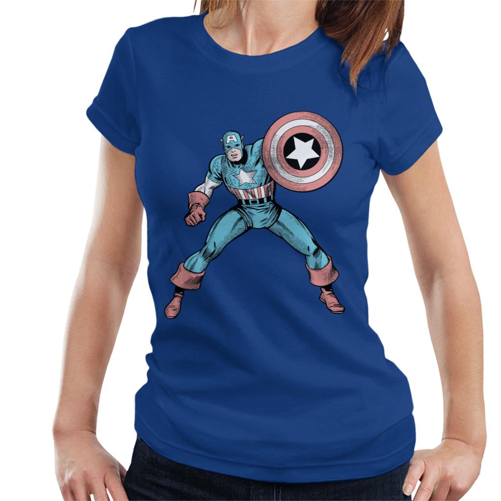 Marvel Comic Captain America Shield Pose Women's T-Shirt-ALL + EVERY