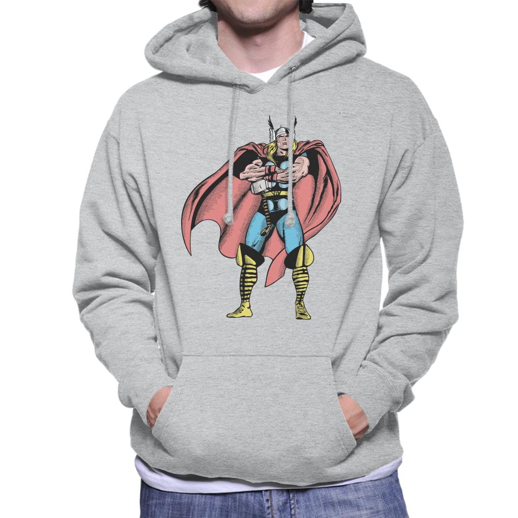 Marvel Comic Thor Arms Folded Pose Men's Hooded Sweatshirt-ALL + EVERY