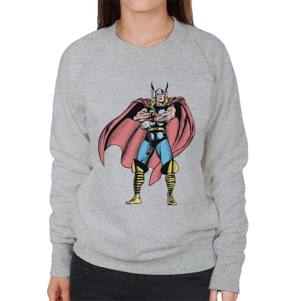 Marvel Comic Thor Arms Folded Pose Women's Sweatshirt-ALL + EVERY