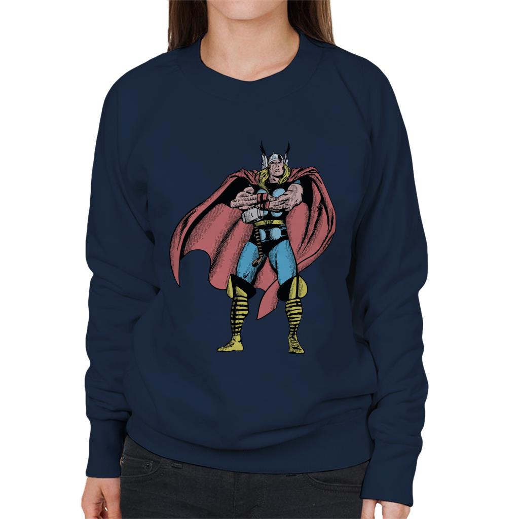 Marvel Comic Thor Arms Folded Pose Women's Sweatshirt-ALL + EVERY