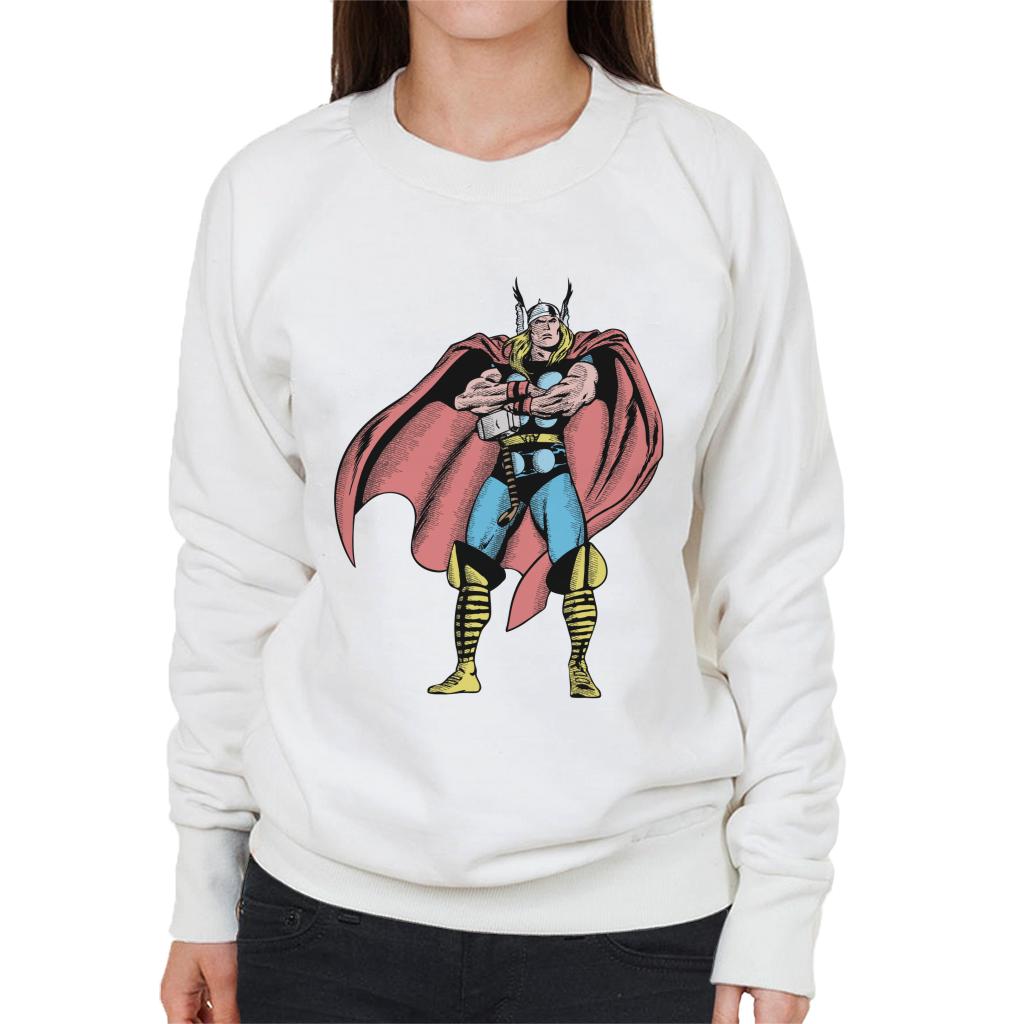 Marvel Comic Thor Arms Folded Pose Women's Sweatshirt-ALL + EVERY