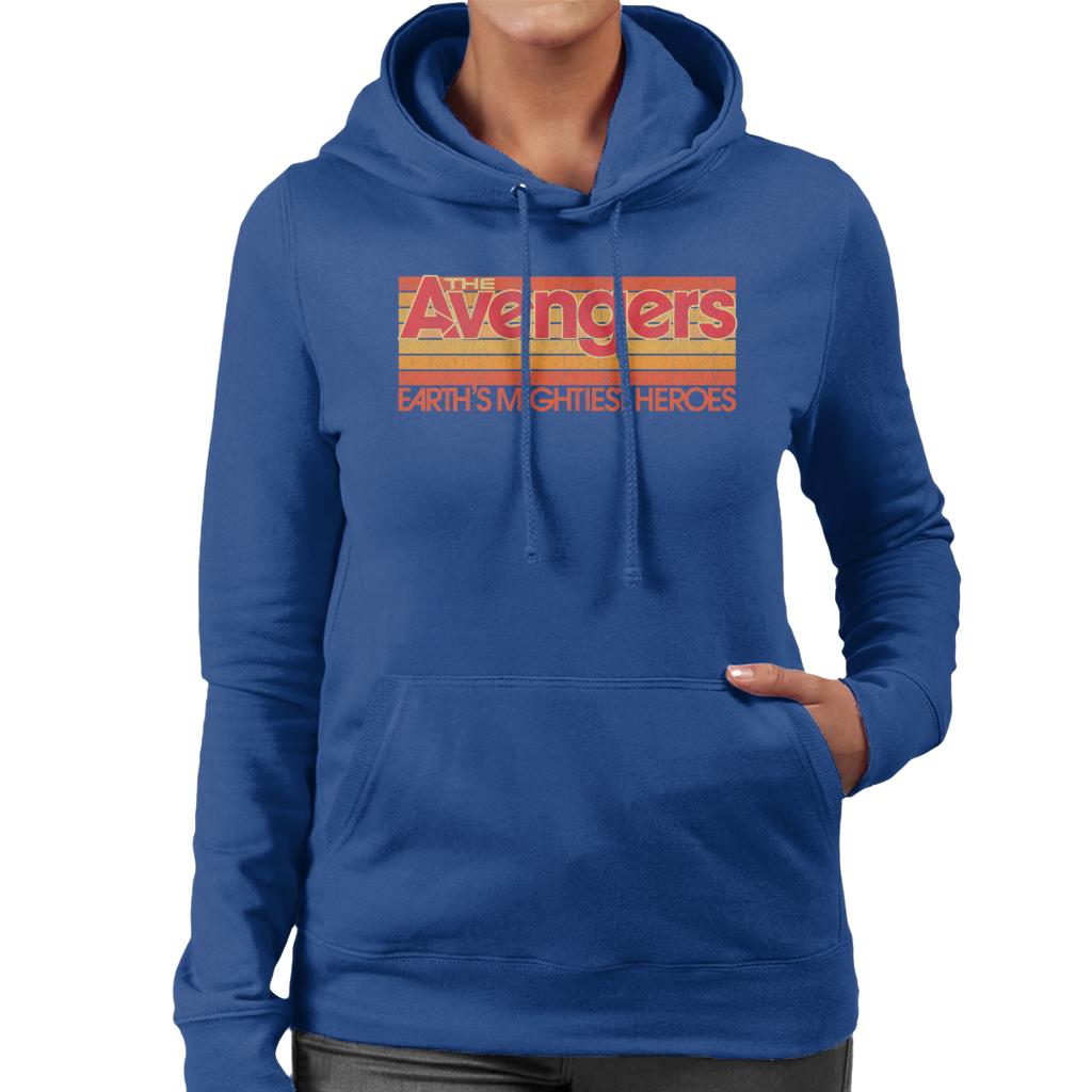 Marvel Retro Distressed The Avengers Mightiest Heroes Women's Hooded Sweatshirt-ALL + EVERY