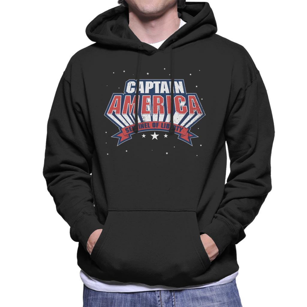 Marvel Sentinel Of Liberty Captain America Distressed Men's Hooded Sweatshirt-ALL + EVERY