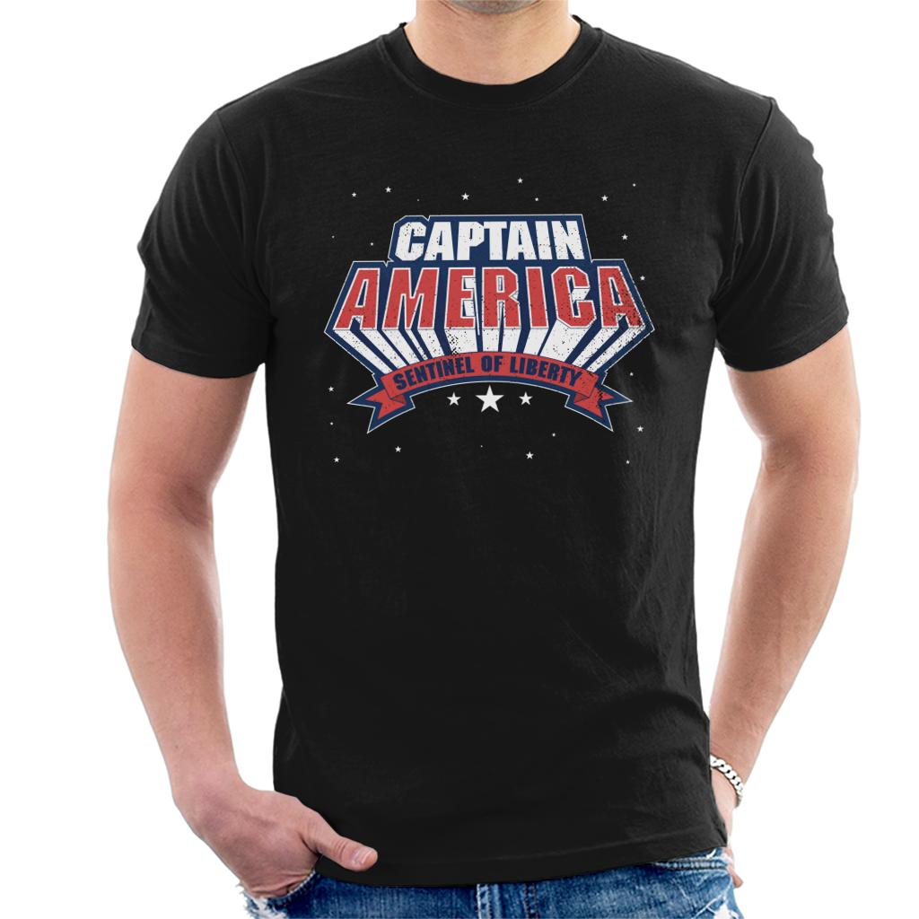 Marvel Sentinel Of Liberty Captain America Distressed Men's T-Shirt-ALL + EVERY