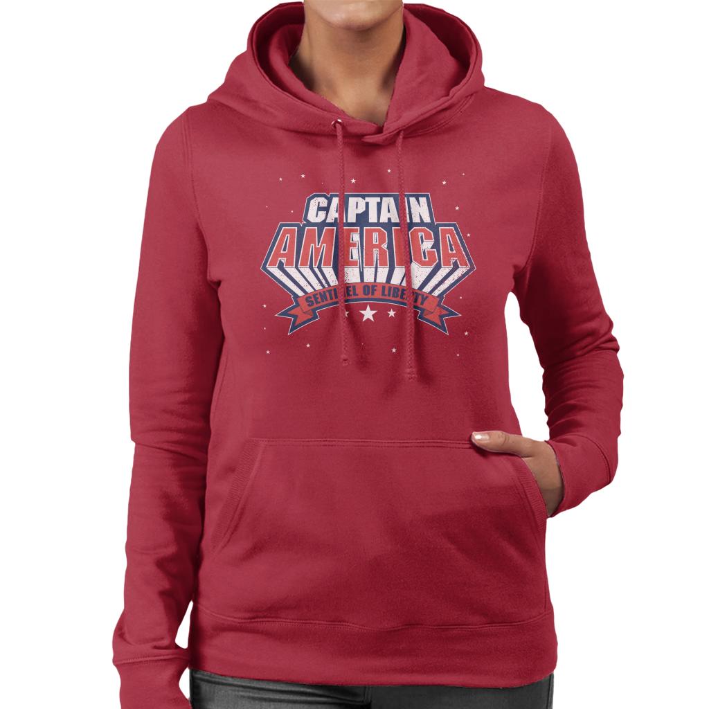 Marvel Sentinel Of Liberty Captain America Distressed Women's Hooded Sweatshirt-ALL + EVERY