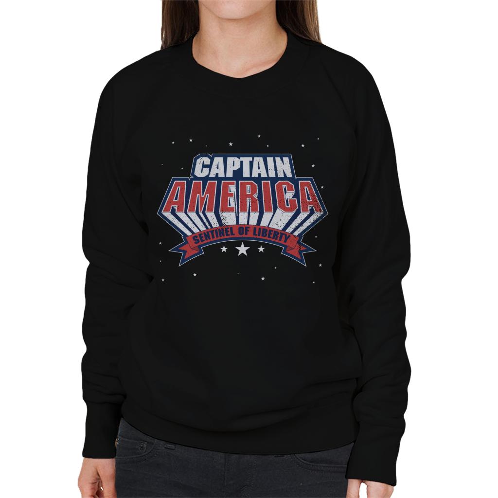 Marvel Sentinel Of Liberty Captain America Distressed Women's Sweatshirt-ALL + EVERY