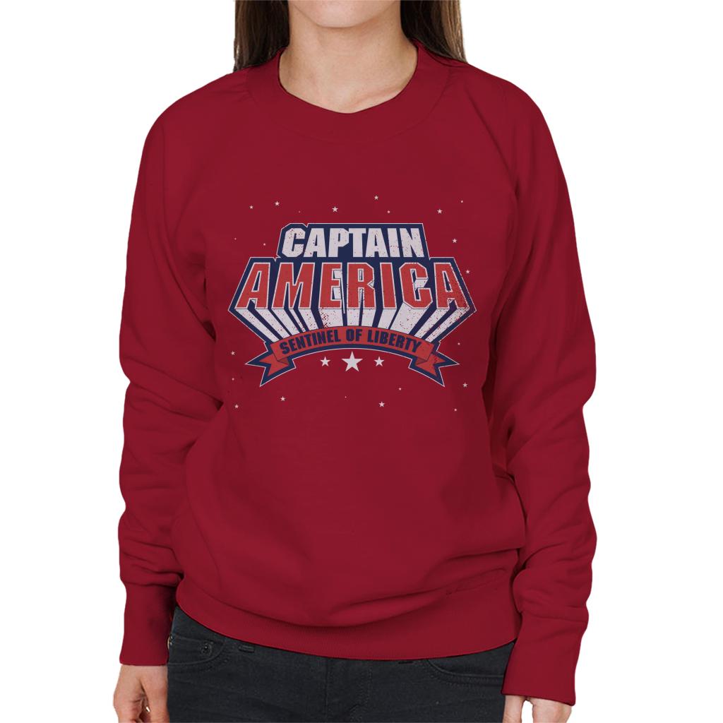 Marvel Sentinel Of Liberty Captain America Distressed Women's Sweatshirt-ALL + EVERY