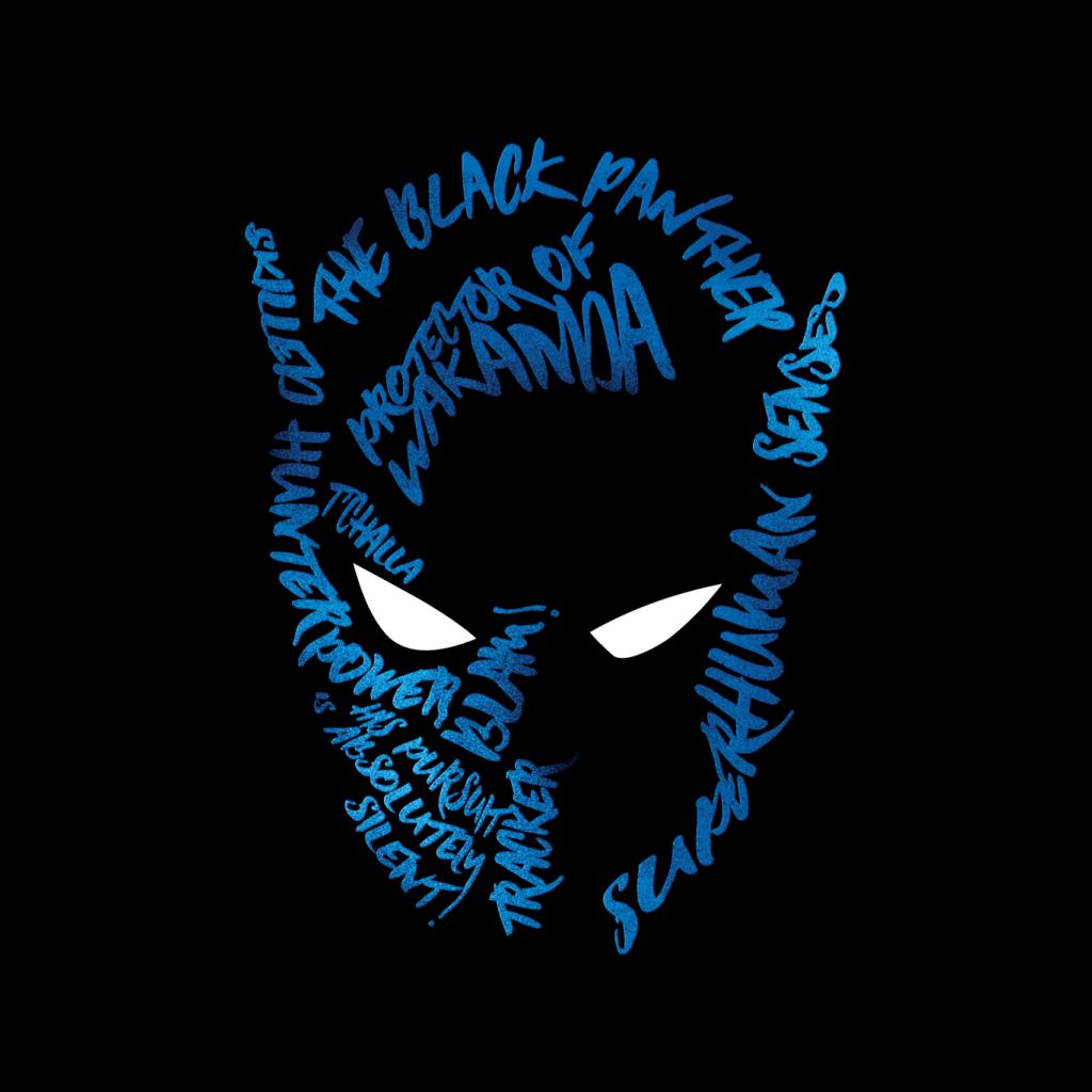 Marvel Mask Text Outline Black Panther Men's T-Shirt-ALL + EVERY