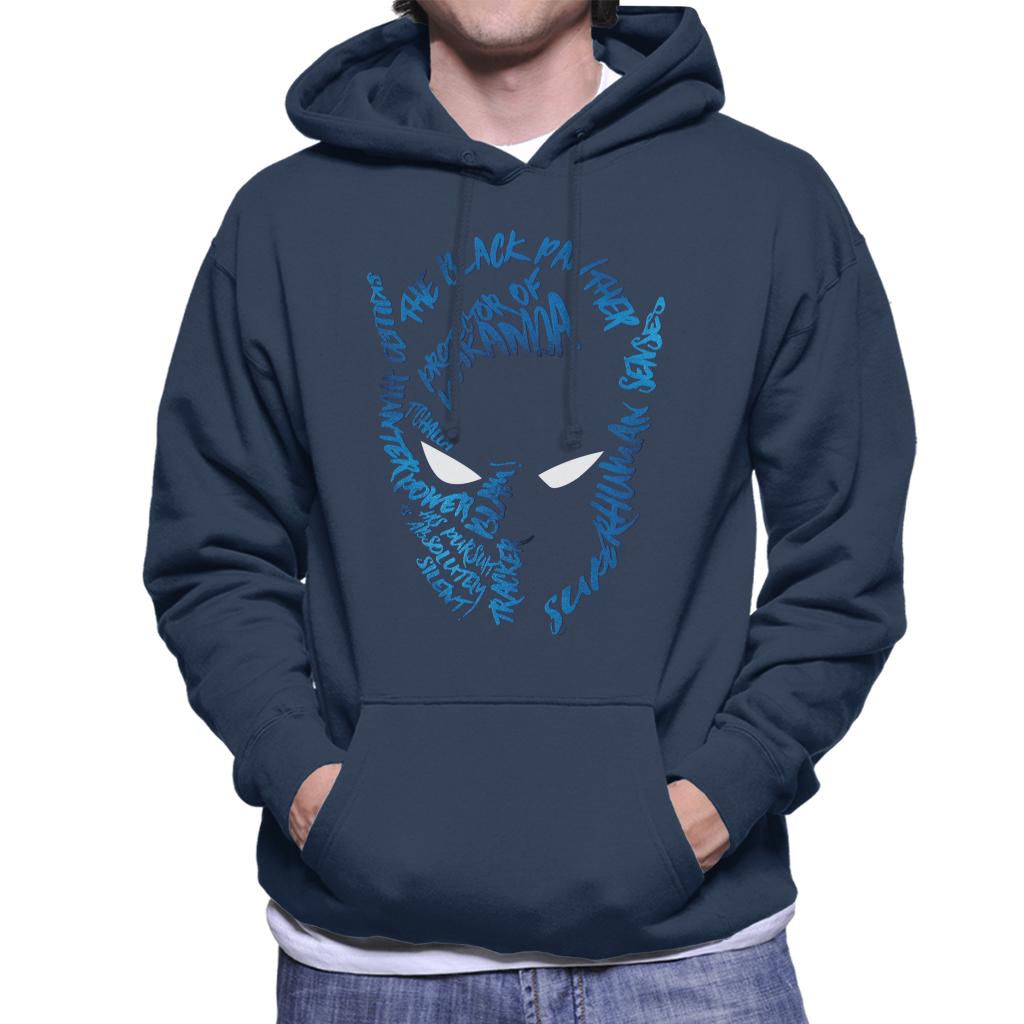 Marvel Mask Text Outline Black Panther Men's Hooded Sweatshirt-ALL + EVERY
