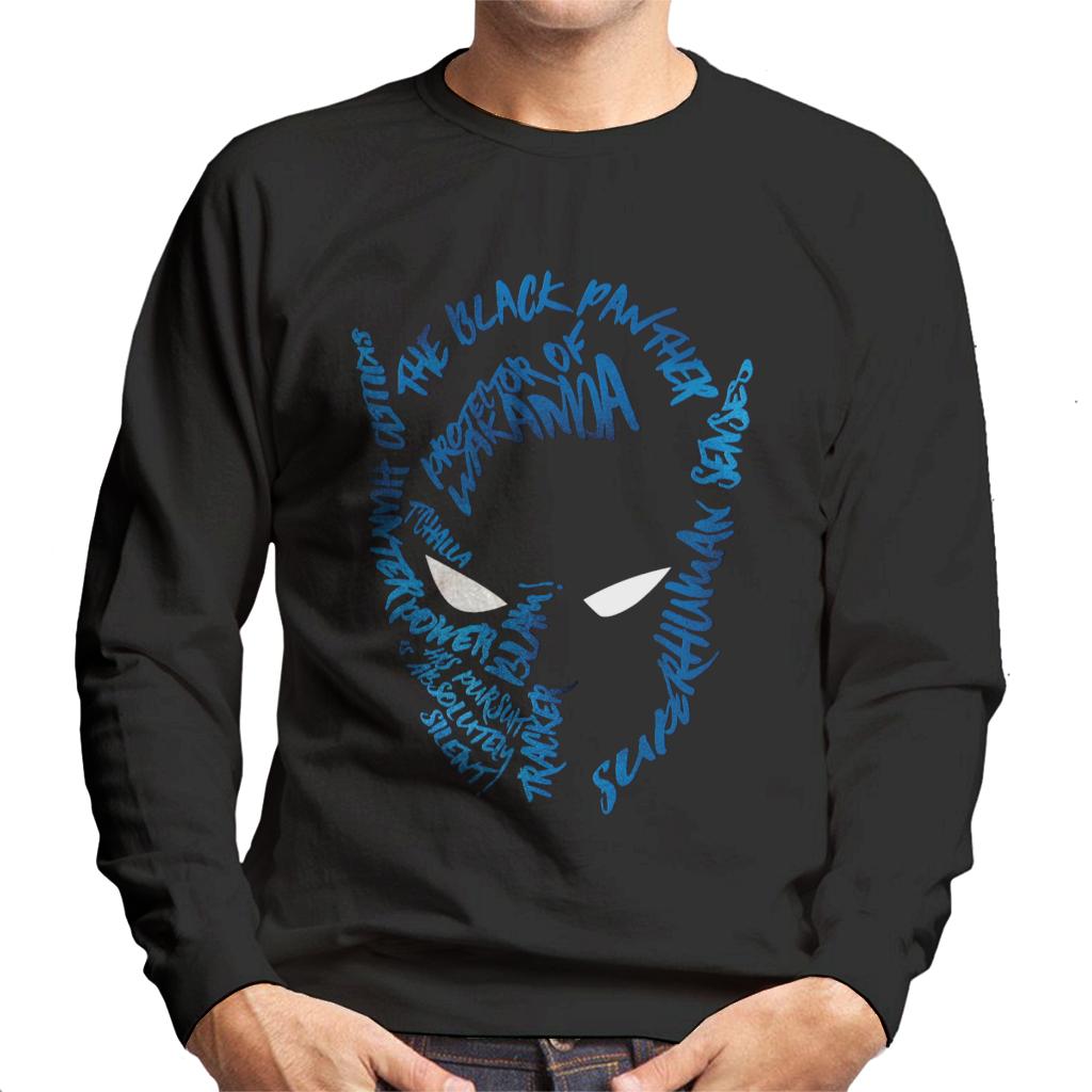 Marvel Mask Text Outline Black Panther Men's Sweatshirt-ALL + EVERY