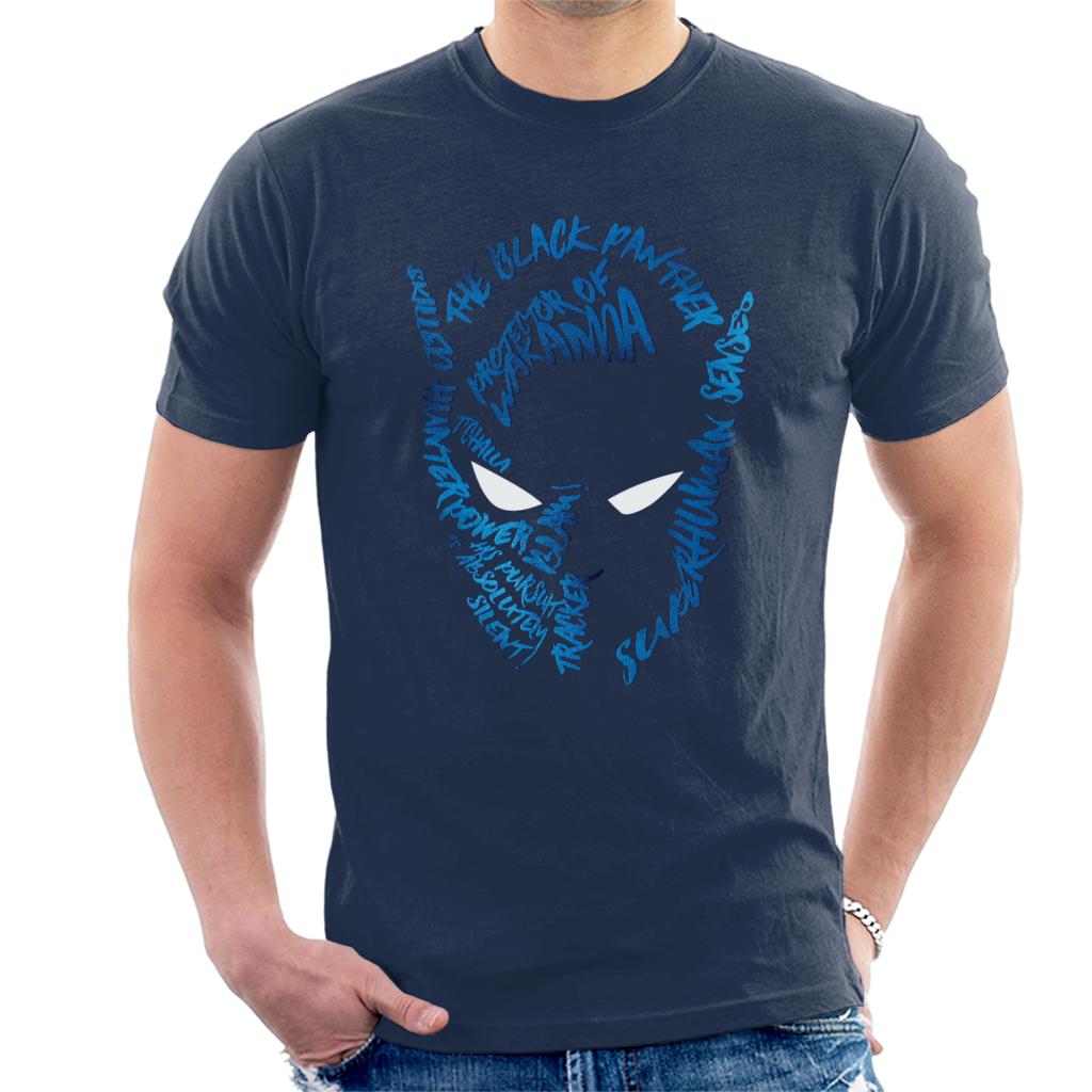 Marvel Mask Text Outline Black Panther Men's T-Shirt-ALL + EVERY