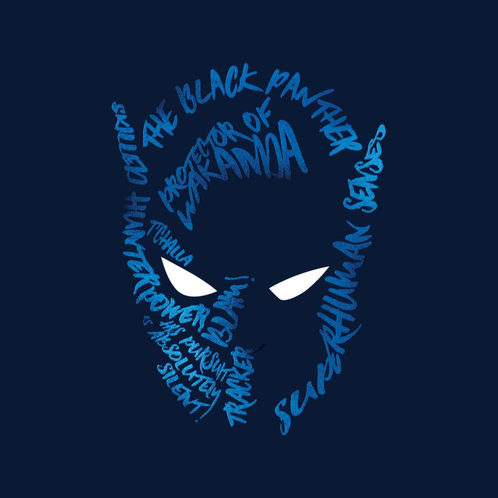 Marvel Mask Text Outline Black Panther Men's T-Shirt-ALL + EVERY