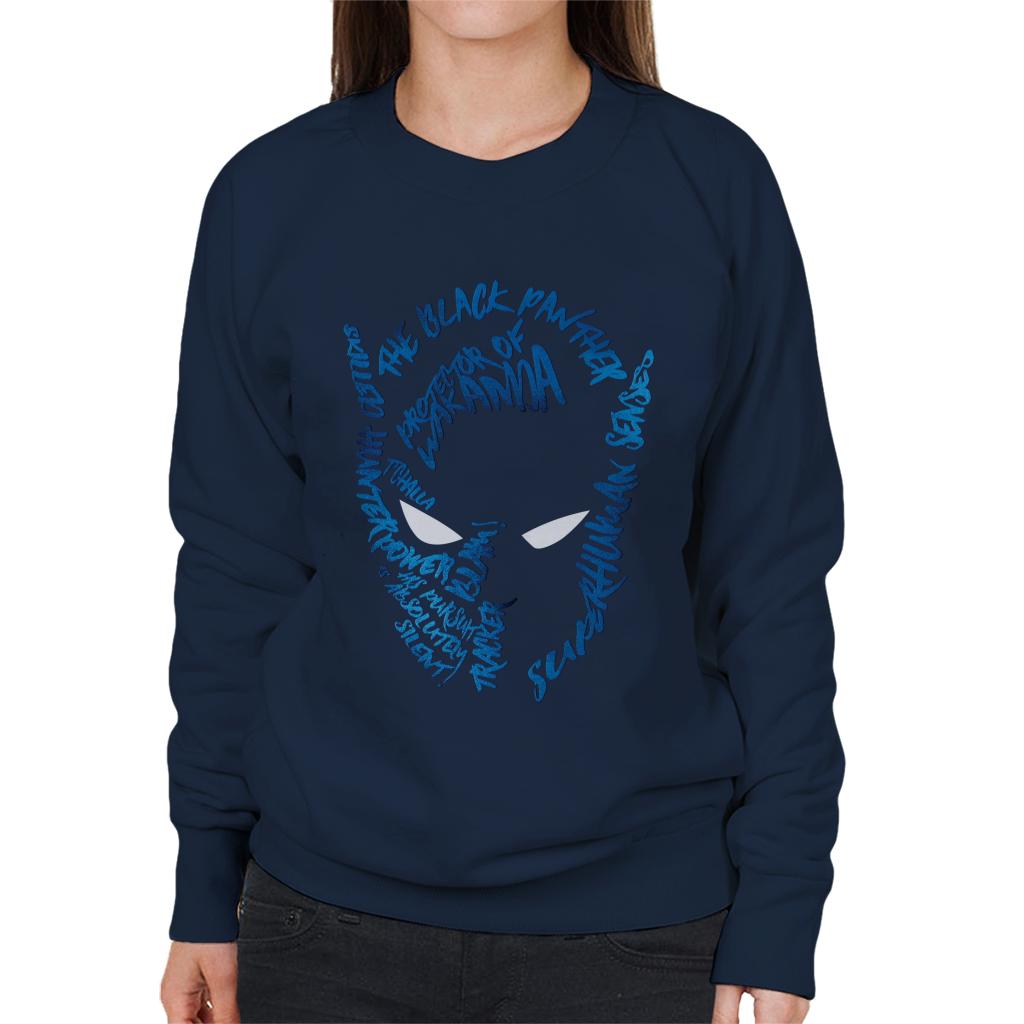 Marvel Mask Text Outline Black Panther Women's Sweatshirt-ALL + EVERY