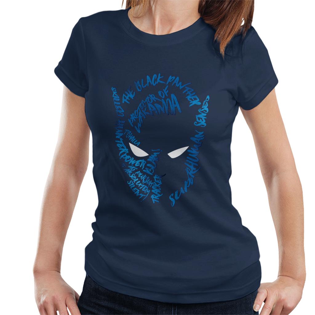 Marvel Mask Text Outline Black Panther Women's T-Shirt-ALL + EVERY