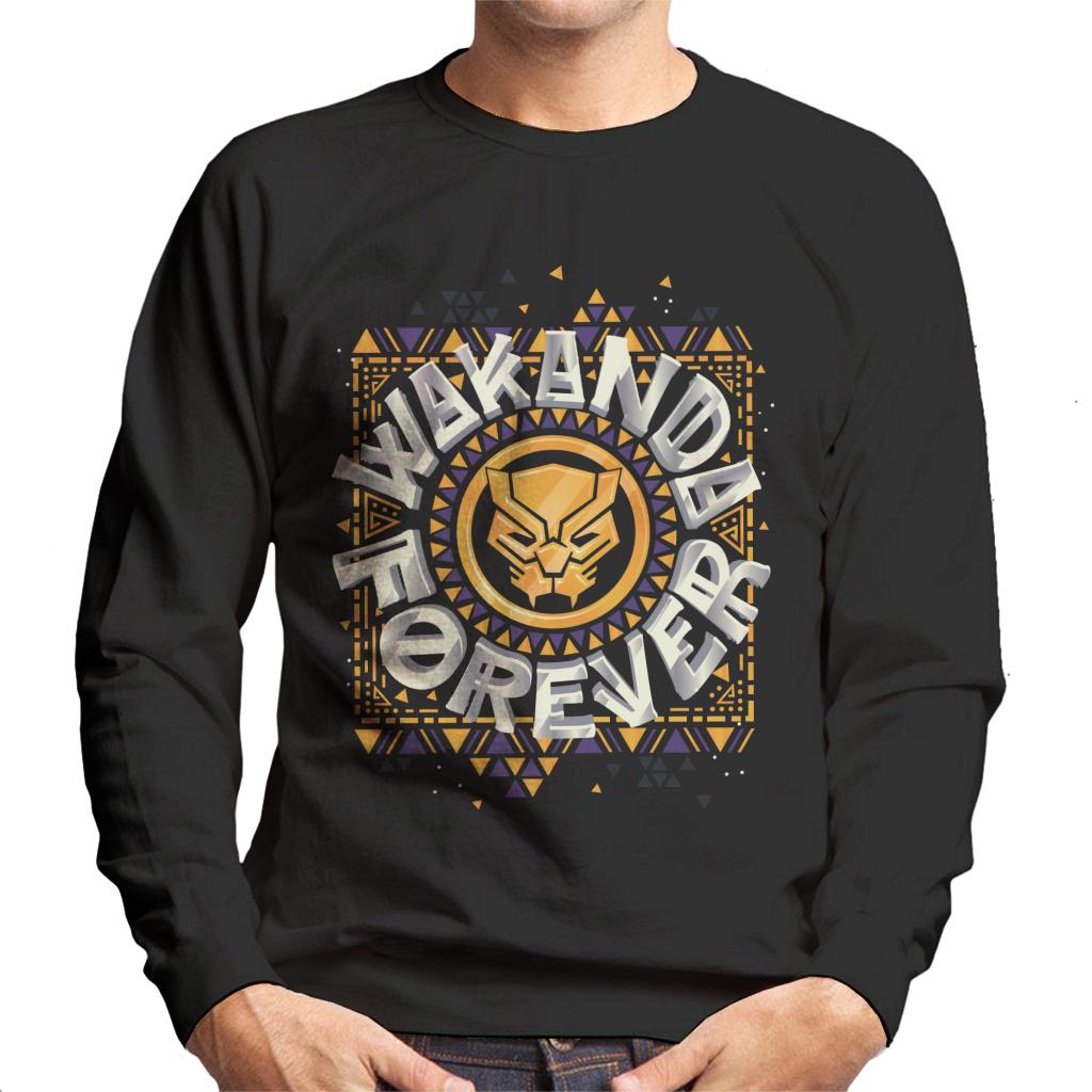 Marvel Black Panther Circle Logo Wakanda Forever Men's Sweatshirt-ALL + EVERY