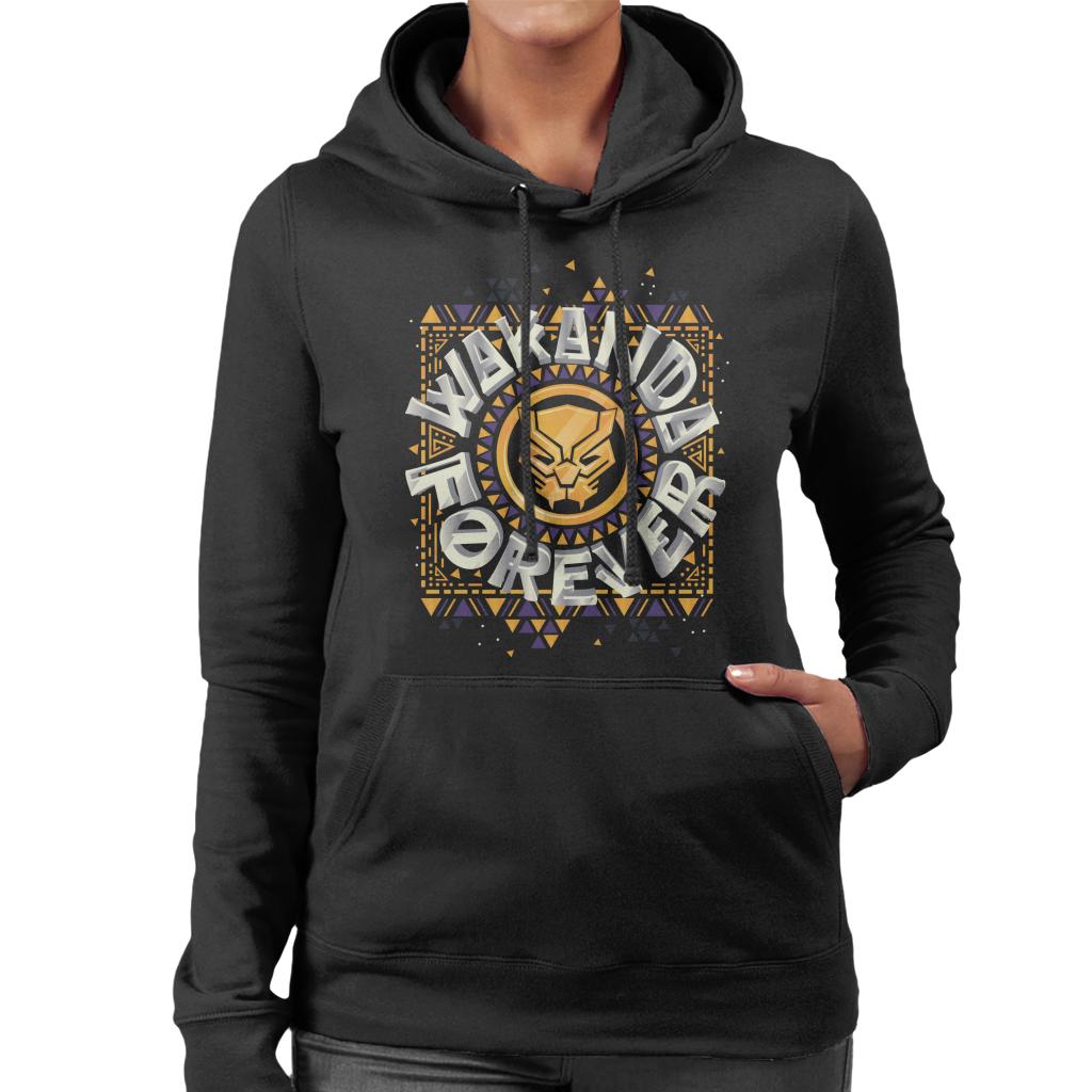Marvel Black Panther Circle Logo Wakanda Forever Women's Hooded Sweatshirt-ALL + EVERY
