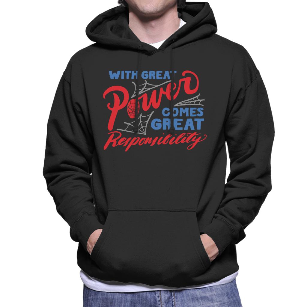 Marvel Spider Man Great Power And Responsibility Men's Hooded Sweatshirt-ALL + EVERY