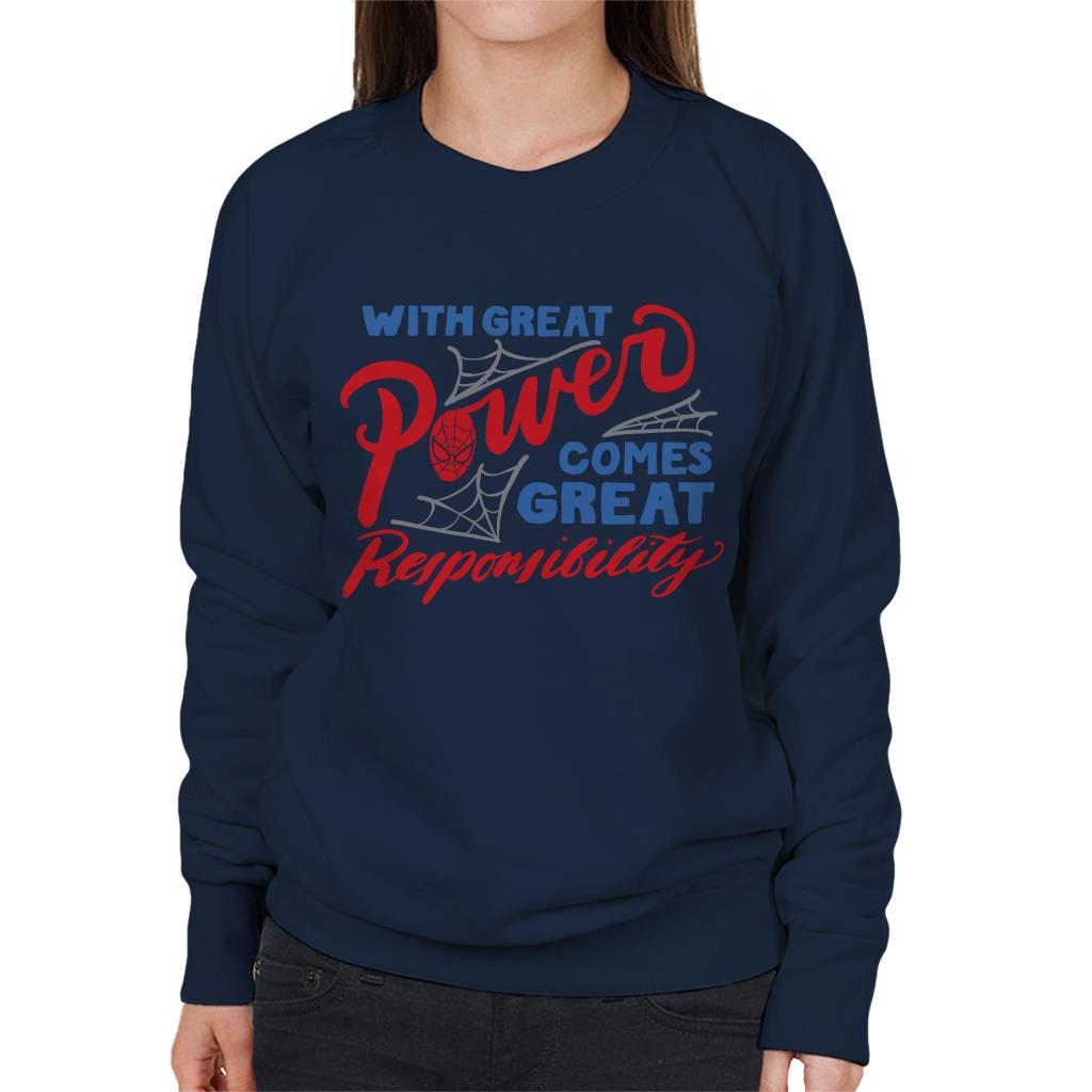 Marvel Spider Man Great Power And Responsibility Women's Sweatshirt-ALL + EVERY