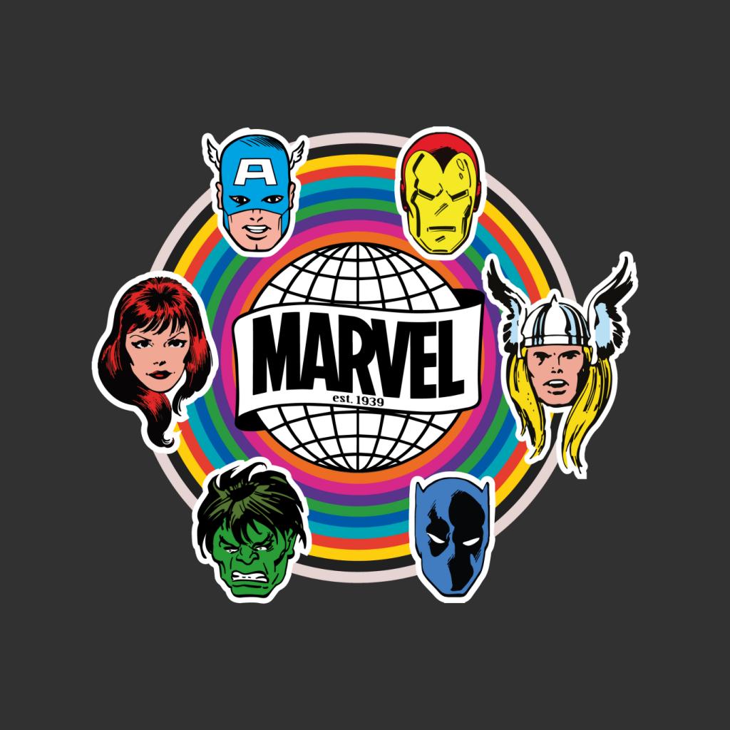 Marvel Comic Retro Avengers Heads Logo Men's Hooded Sweatshirt-ALL + EVERY