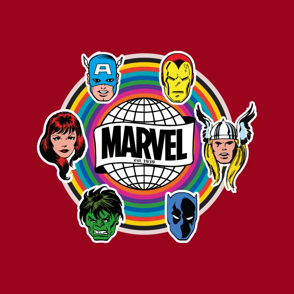 Marvel Comic Retro Avengers Heads Logo Men's T-Shirt-ALL + EVERY