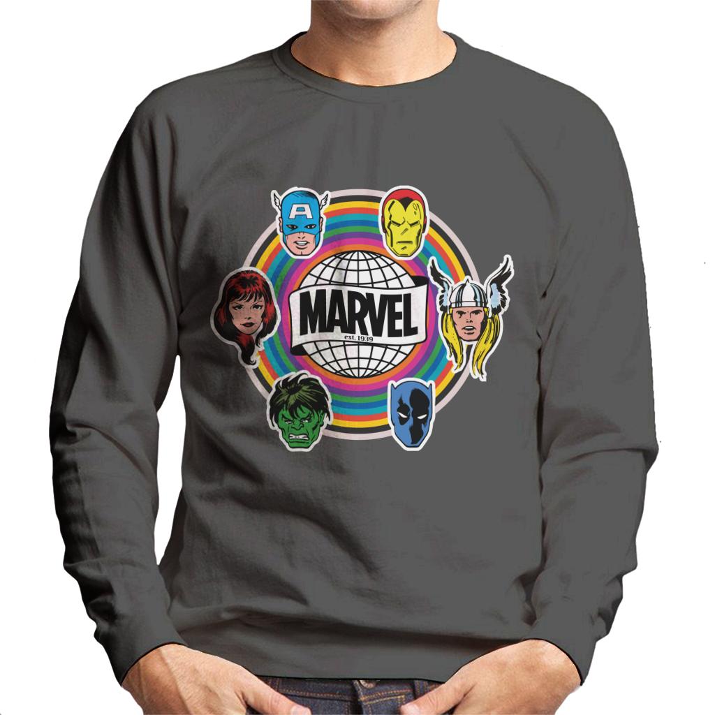 Marvel Comic Retro Avengers Heads Logo Men's Sweatshirt-ALL + EVERY