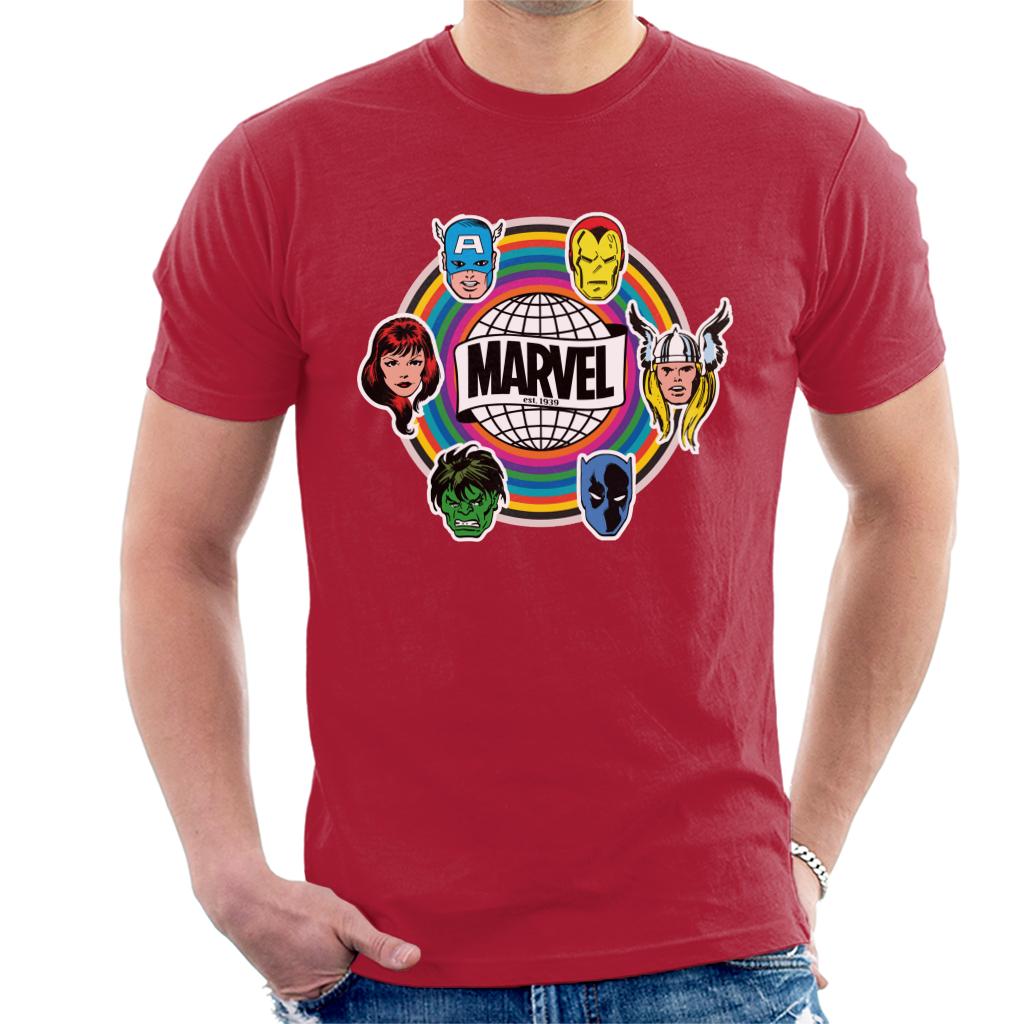 Marvel Comic Retro Avengers Heads Logo Men's T-Shirt-ALL + EVERY