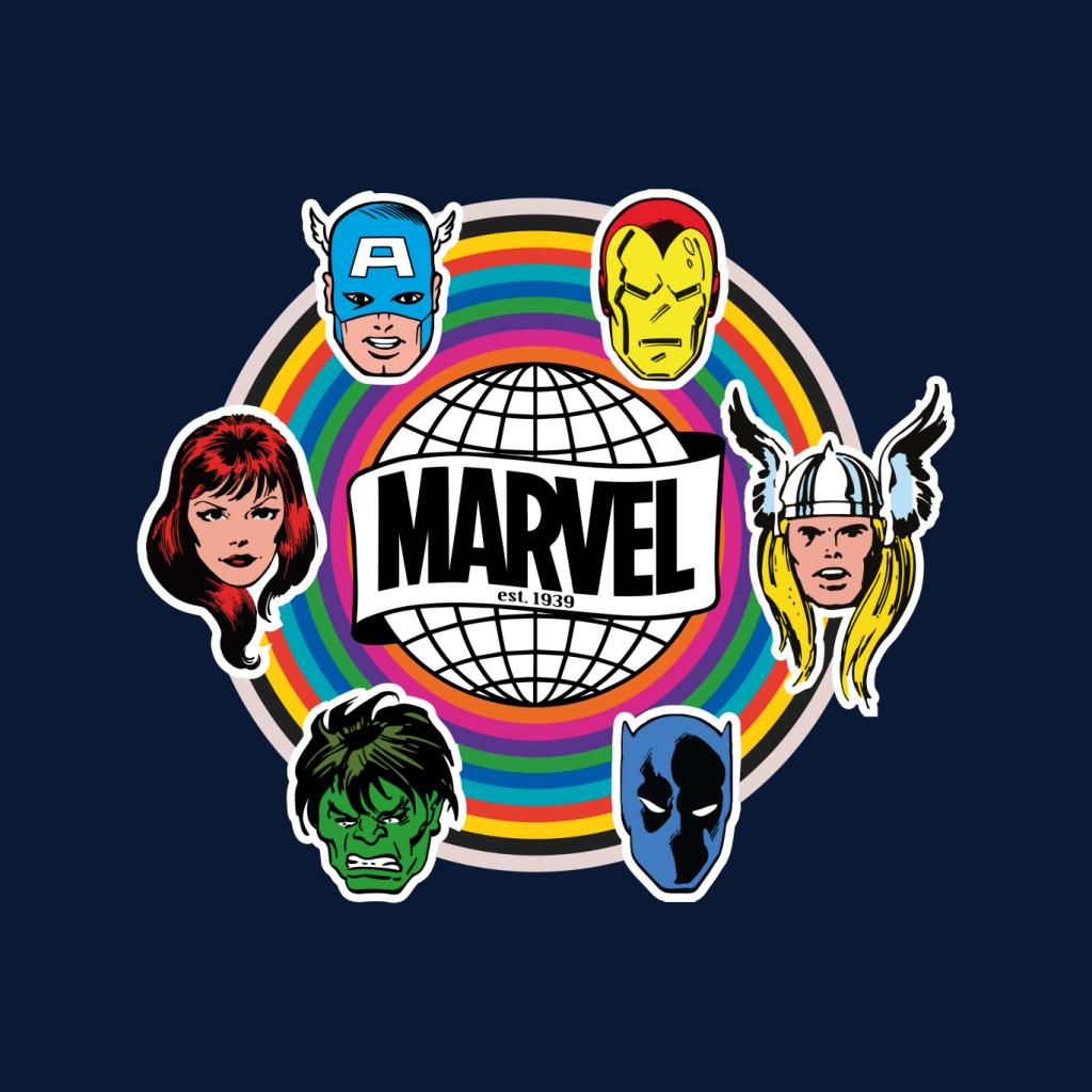 Marvel Comic Retro Avengers Heads Logo Men's T-Shirt-ALL + EVERY