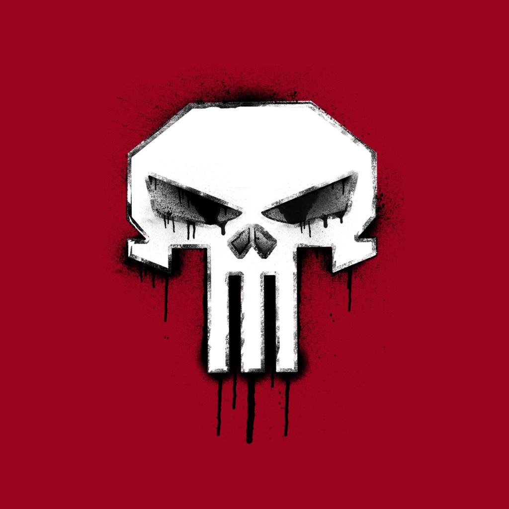 Marvel The Punisher Classic Paint Drip Skull Logo Men's Hooded Sweatshirt-ALL + EVERY