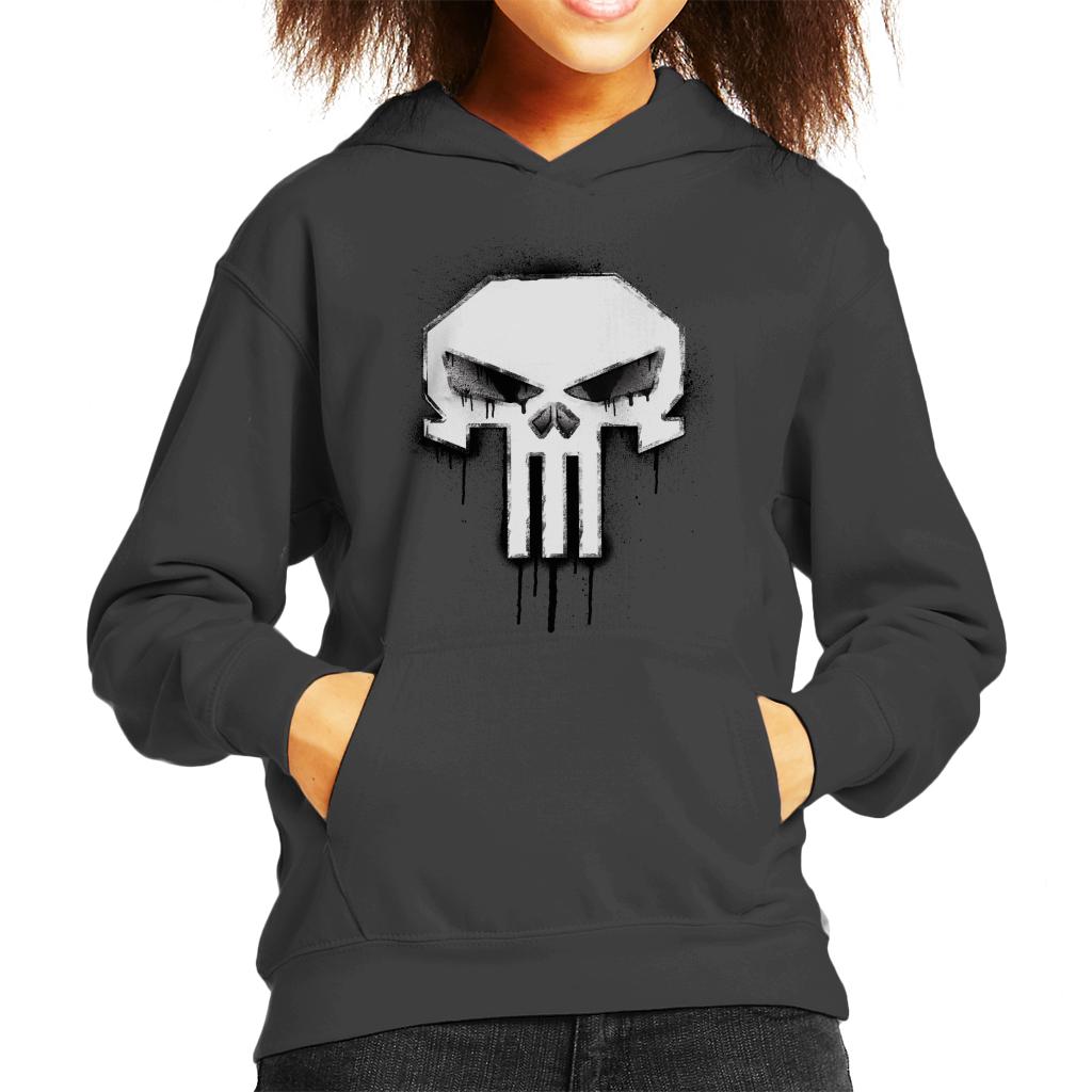 Marvel The Punisher Classic Paint Drip Skull Logo Kid's Hooded Sweatshirt-ALL + EVERY
