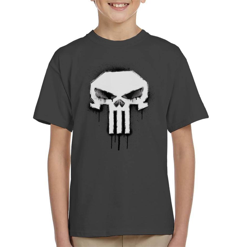 Marvel The Punisher Classic Paint Drip Skull Logo Kid's T-Shirt-ALL + EVERY