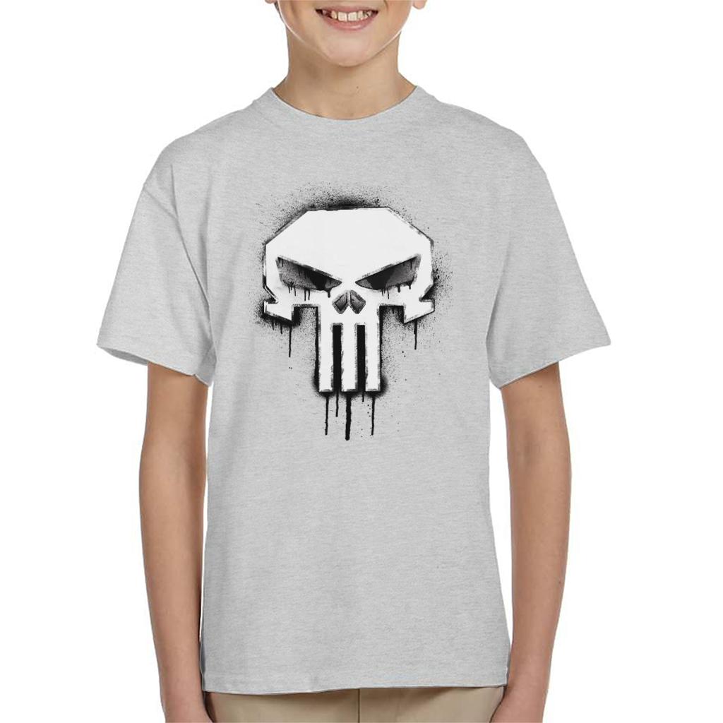 Marvel The Punisher Classic Paint Drip Skull Logo Kid's T-Shirt-ALL + EVERY