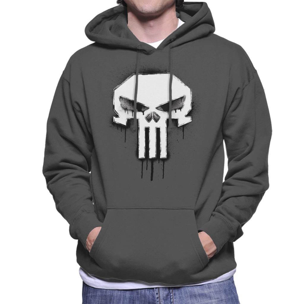 Marvel The Punisher Classic Paint Drip Skull Logo Men's Hooded Sweatshirt-ALL + EVERY