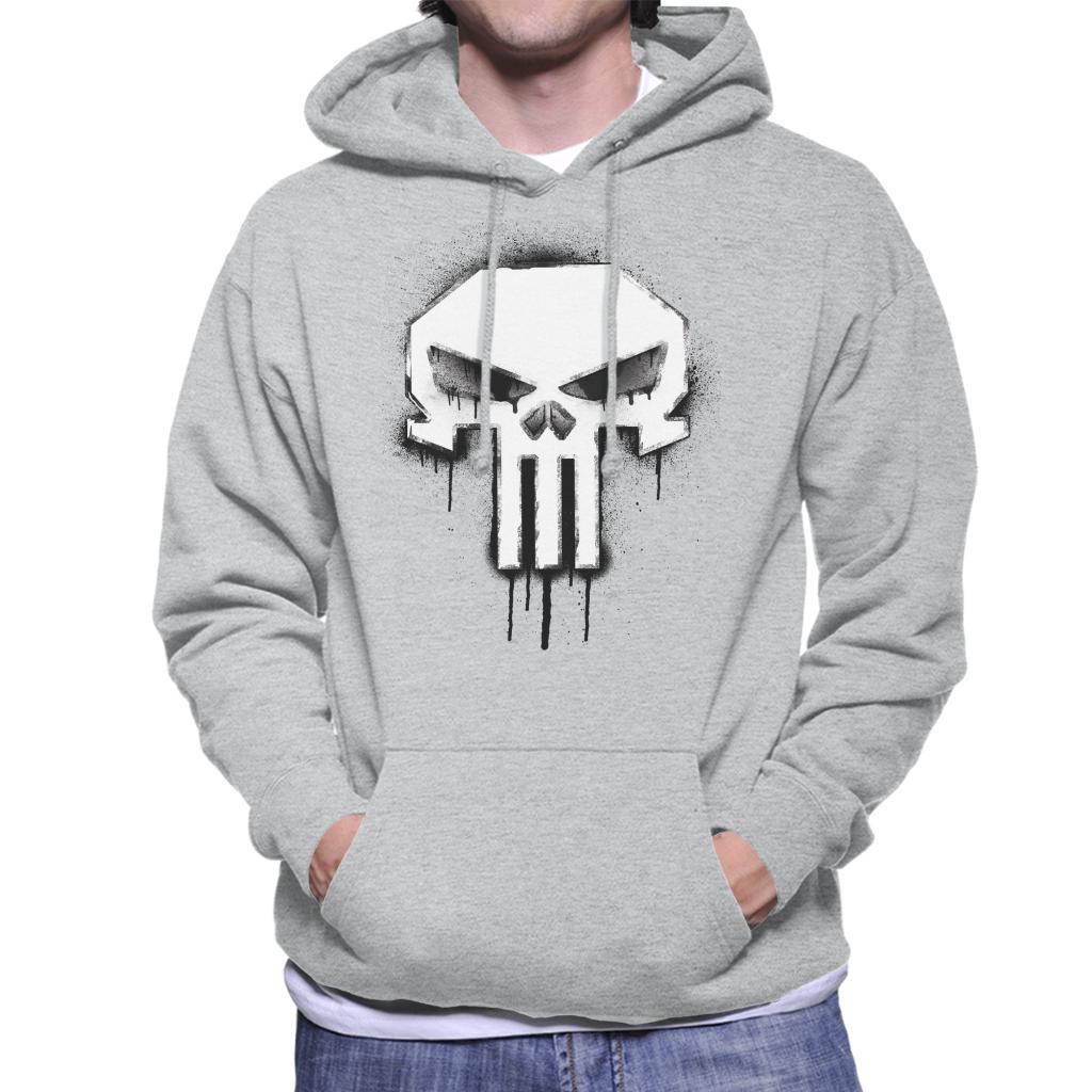 Marvel The Punisher Classic Paint Drip Skull Logo Men's Hooded Sweatshirt-ALL + EVERY