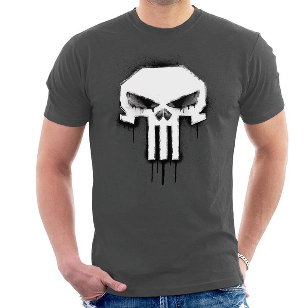 Marvel The Punisher Classic Paint Drip Skull Logo Men's T-Shirt-ALL + EVERY