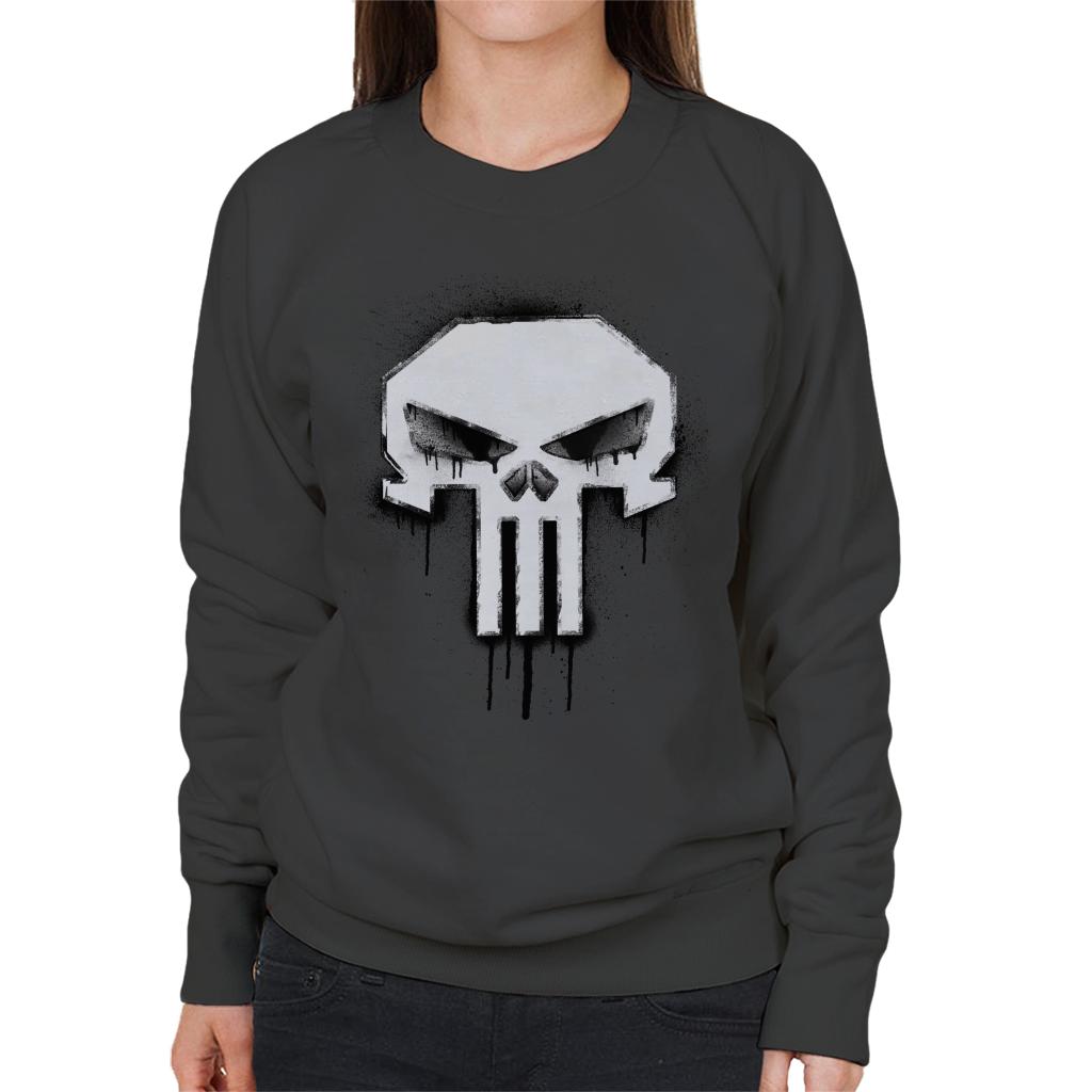 Marvel The Punisher Classic Paint Drip Skull Logo Women's Sweatshirt-ALL + EVERY